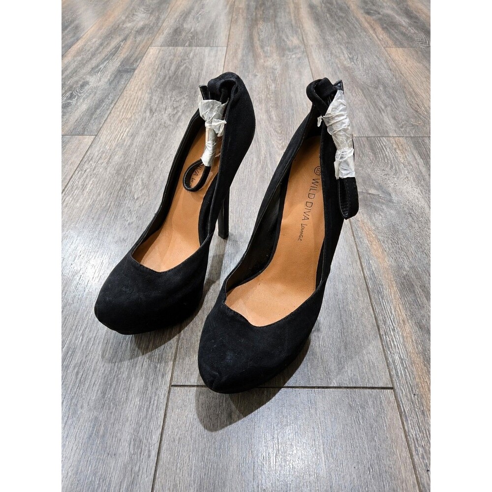 Wild Diva Lounge Womens Black Pumps Ankle Strap Heels Size 6.5